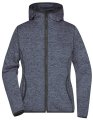 Dames Fleece Hoodie James & Nicholson JN588 denim melange-zwart